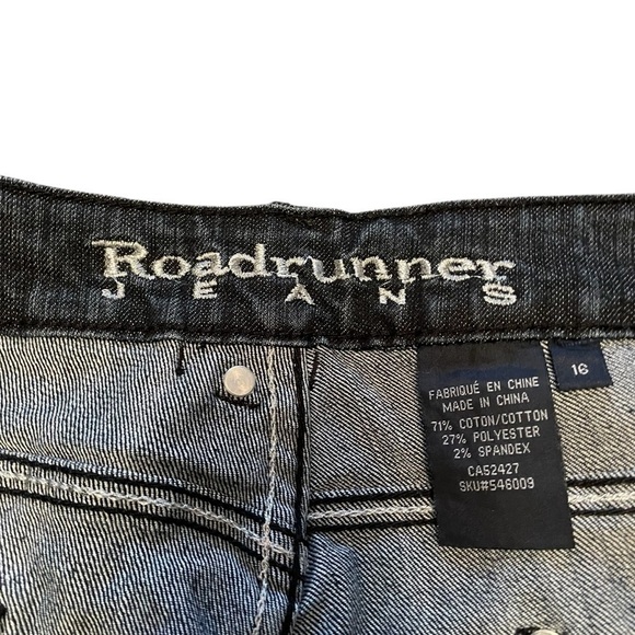 Roadrunner Black Denim Capri Pants - Size 16 Bling on all pockets -Silver thread - Picture 7 of 12